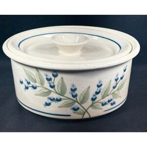Vintage UNW1 Union‎ Pottery Stoneware Blueberry Individual Casserole / Crock USA